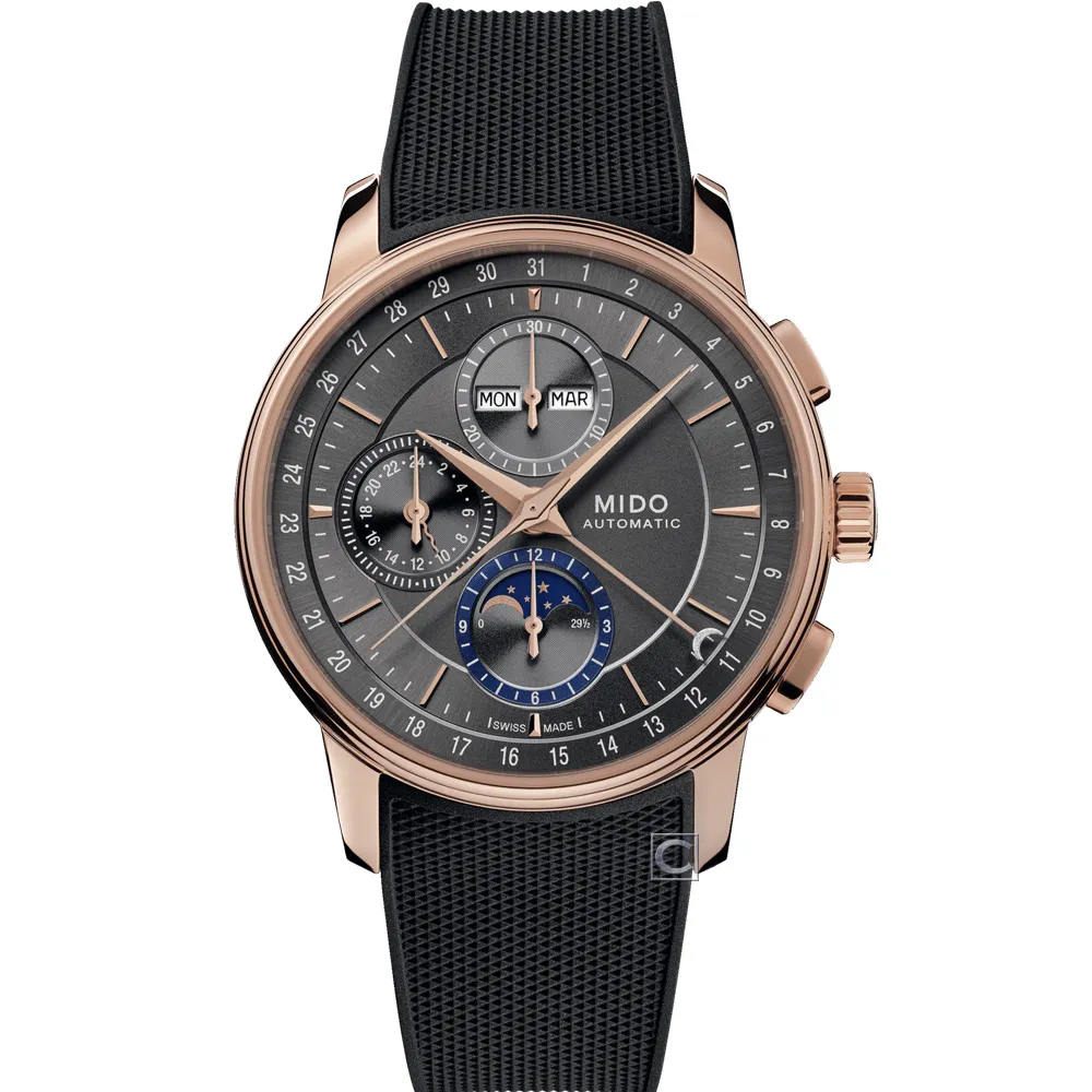 MIDO美度 BARONCELLI 永恆系列 月相計時機械腕錶 42mm / M0276251704100 歷史價格詳細信息