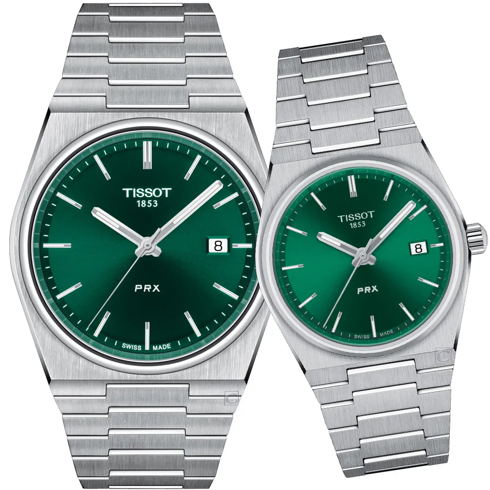 TISSOT 天梭 官方授權 PRX系列 70年代復刻對錶-T1374101109101+T1372101109100/薄荷綠 歷史價格詳細信息