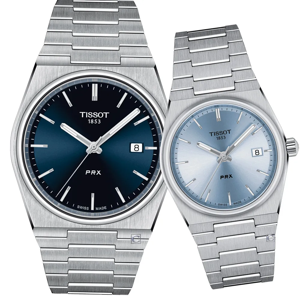 TISSOT 天梭 官方授權 PRX系列 70年代復刻對錶-T1374101109101+T1372101109100/薄荷綠 歷史價格詳細信息