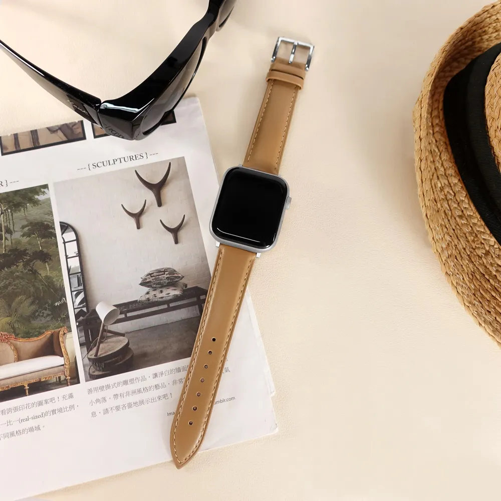 Apple Watch 全系列通用錶帶 蘋果手錶替用錶帶 細緻柔軟 真皮錶帶 奶茶色 ＃601-B-03 價格比較,價格查詢,歷史價格詳細信息