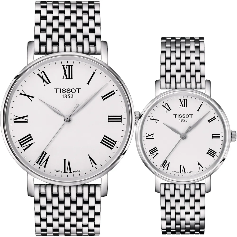 TISSOT 天梭 EVERYTIME 經典羅馬時尚女錶/銀X黑/34mm/T1432101603300 歷史價格詳細信息