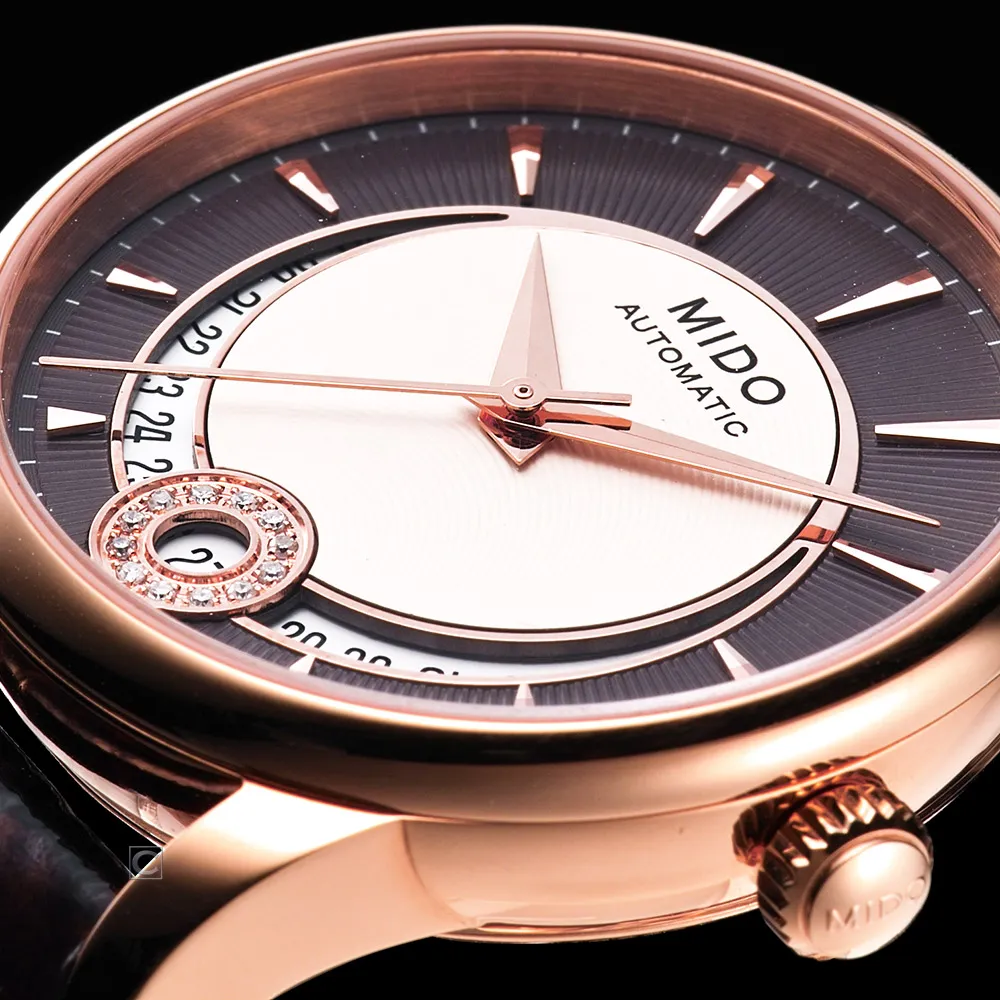 MIDO Baroncelli II 羅馬假期機械腕錶-銀/玫塊金X咖啡 M86002218 歷史價格詳細信息