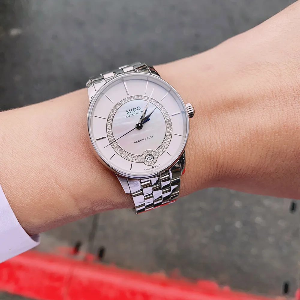 MIDO 美度 Baroncelli 優雅羅馬真鑽機械女錶-珍珠貝x玫瑰金/33mm M0222072211610 歷史價格詳細信息