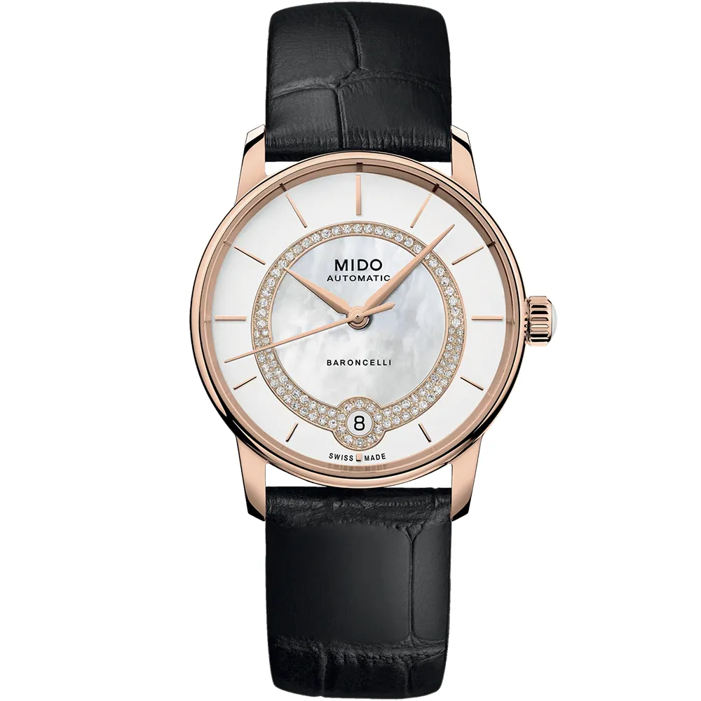 MIDO美度 BARONCELLI 永恆系列 珍珠貝真鑽機械腕錶 33mm / M0378071103100 歷史價格詳細信息