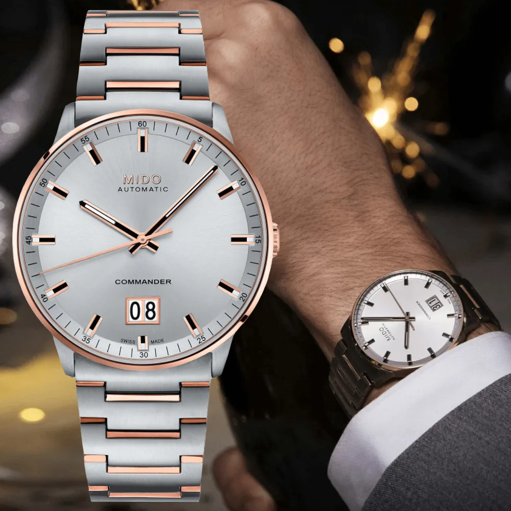 MIDO 美度 Commander 香榭系列 M0162303603100 星期日期 自動機芯 三針夜光真皮 白金色 腕錶 手錶 33mm 歷史價格詳細信息