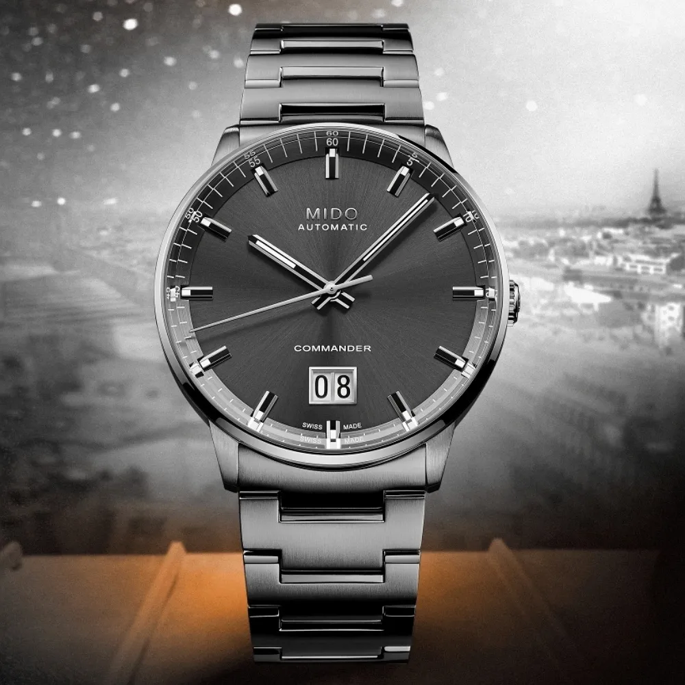 MIDO 美度 Commander 香榭系列 M0162303603100 星期日期 自動機芯 三針夜光真皮 白金色 腕錶 手錶 33mm 歷史價格詳細信息