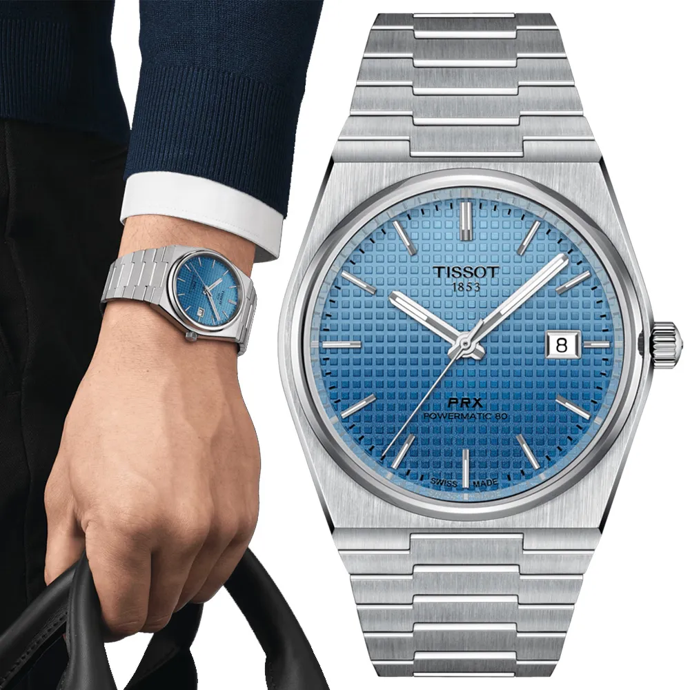 TISSOT 天梭 PRX系列 三眼計時酒桶形機械錶/銀/42mm/T1374271101101 歷史價格詳細信息