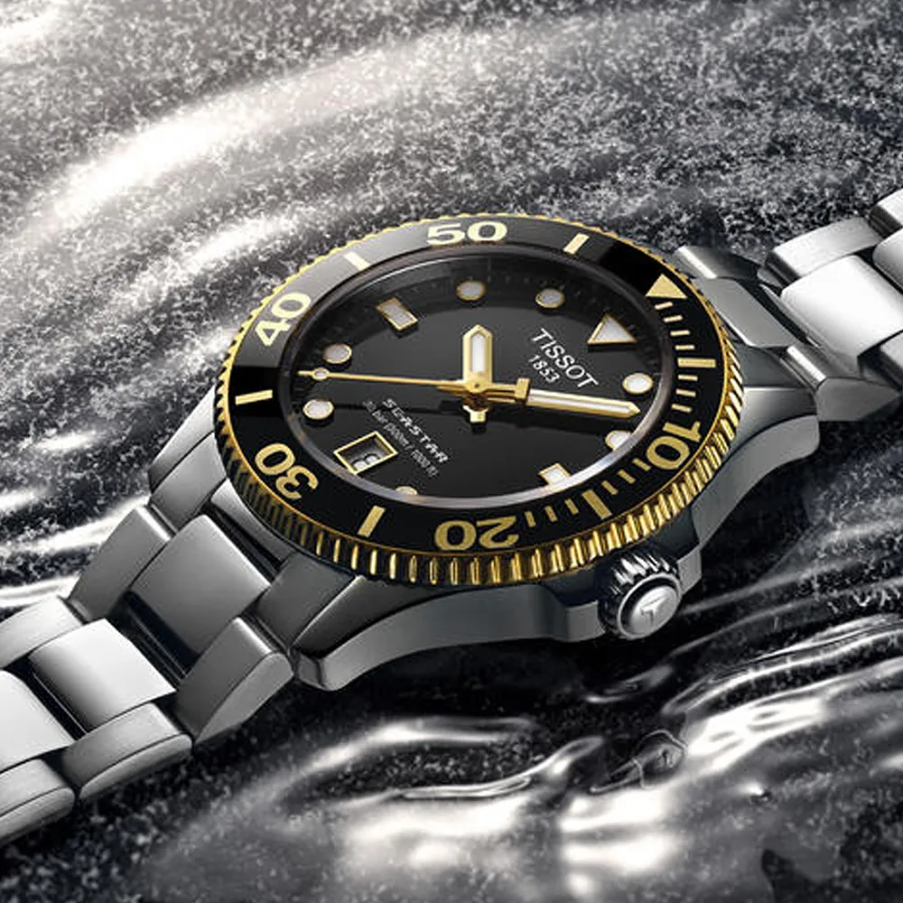 TISSOT 天梭 SEASTAR1000海星系列 300m 潛水計時腕錶 / 45.5mm (T1204171104103) 歷史價格詳細信息