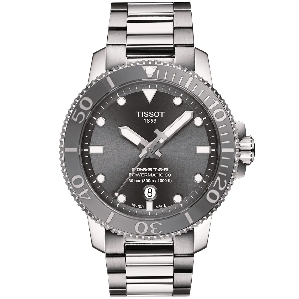 TISSOT 天梭 Seastar(T1204071108101)海星陶瓷表圈300米潛水機械錶/灰.三板帶 歷史價格詳細信息
