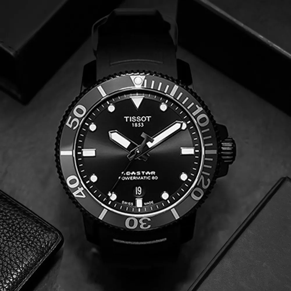 TISSOT天梭 Seastar1000海洋之星300米潛水計時錶-黑x銀45mm T1204171105100廠商直送 歷史價格詳細信息