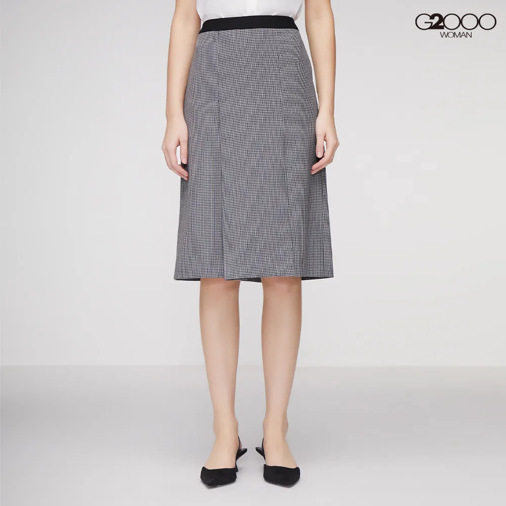G2000時尚格紋修腰A字裙擺洋裝-黑白格 歷史價格詳細信息