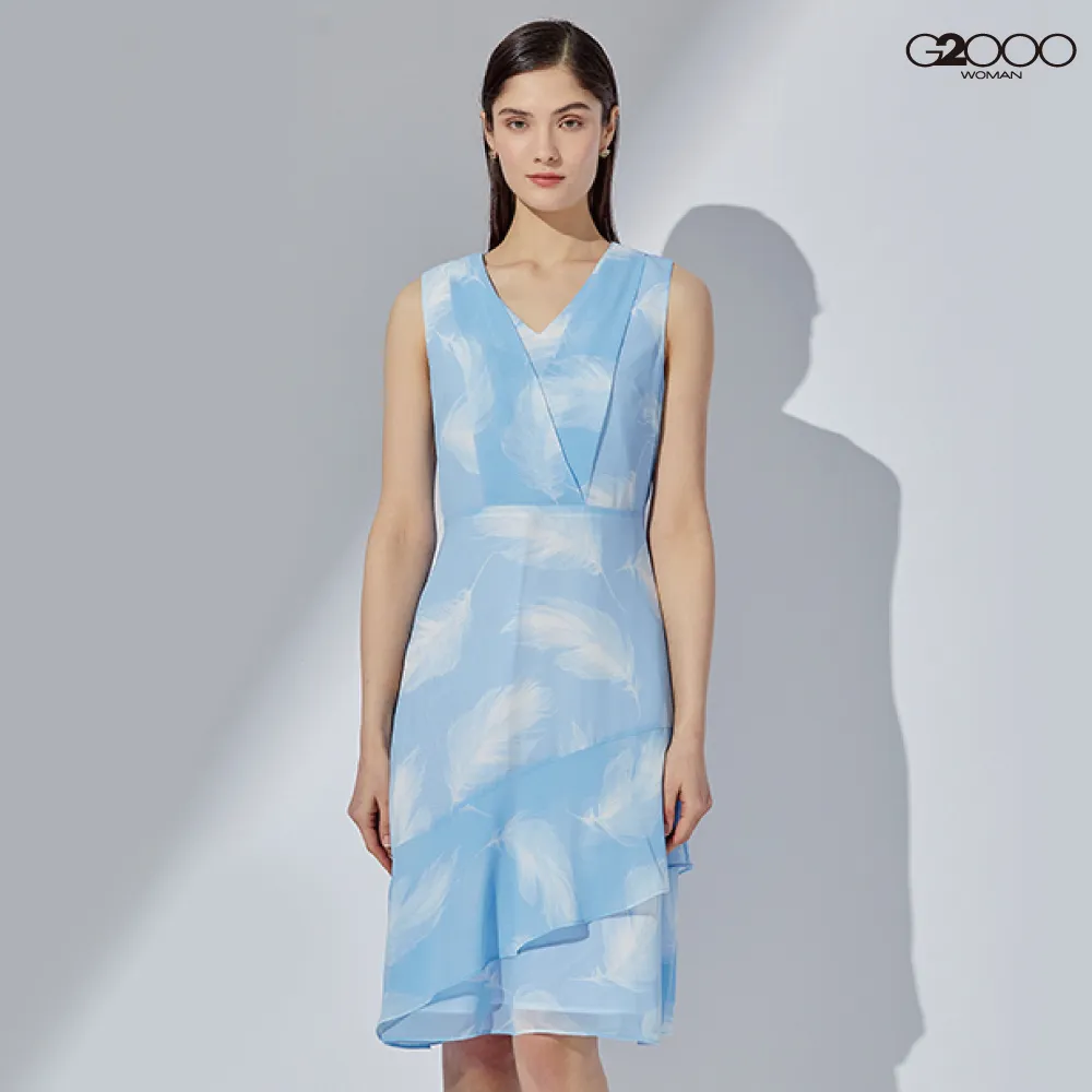 【G2000】時尚印花長袖上班襯衫(藍色) | 1124000773 品牌旗艦店 上班穿搭 修身剪裁 歷史價格詳細信息