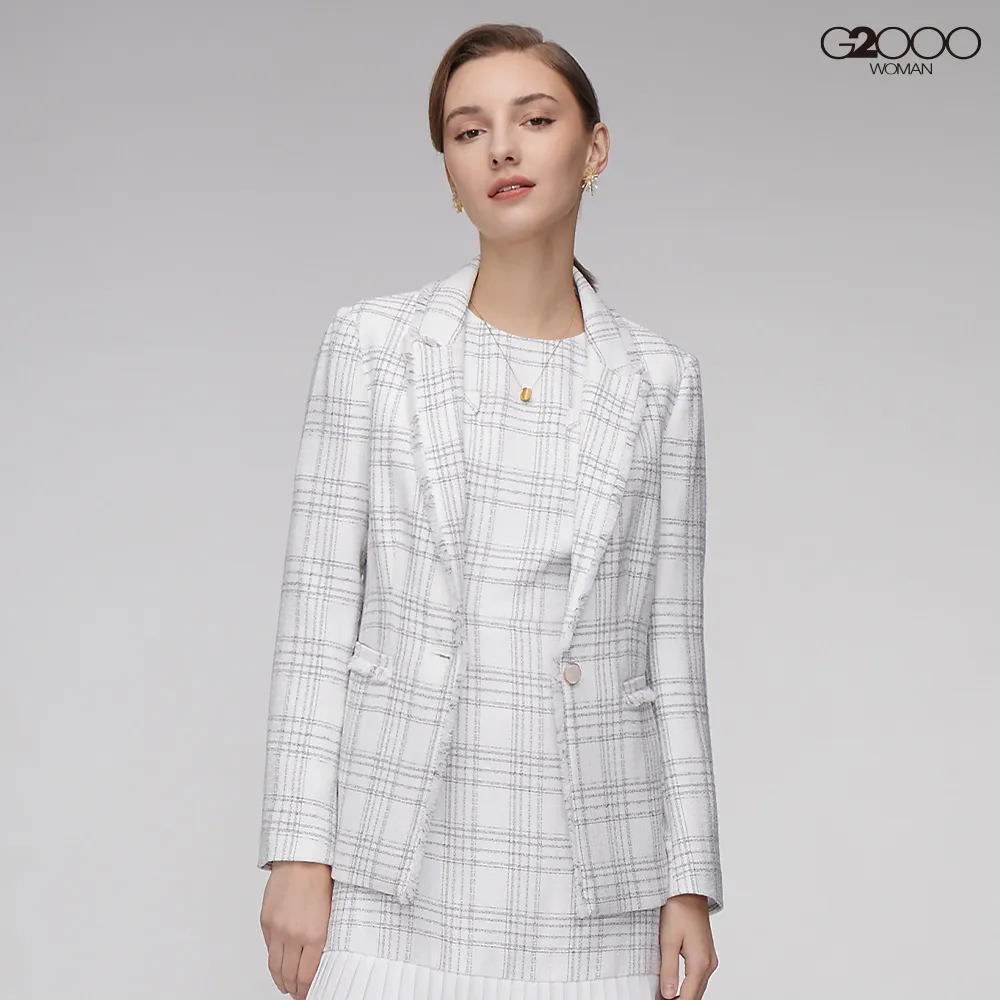 G2000時尚格紋修腰A字裙擺洋裝-黑白格 歷史價格詳細信息