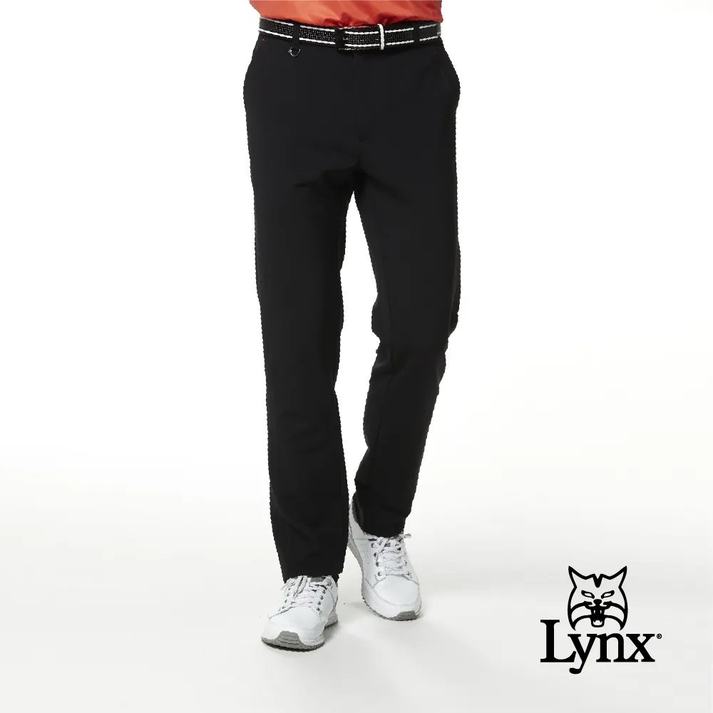 【Lynx Golf】男款彈性舒適斜邊剪接設計素面窄管平口休閒長褲(二色) 歷史價格詳細信息