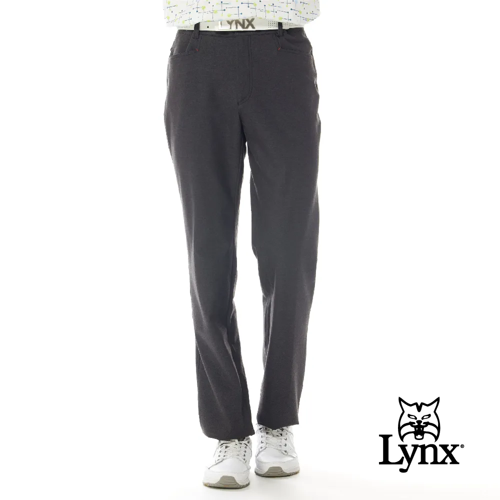 【Lynx Golf】男款日本進口布料保暖後腰配色羅紋設計造型後口袋平口休閒長褲(深灰色) 歷史價格詳細信息