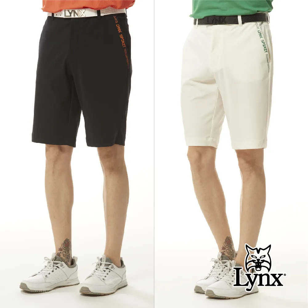 【Lynx Golf】男款日本進口面料環保素材抗UV涼感機能素面外觀後袋山貓繡花雙折休閒短褲(二色) 歷史價格詳細信息