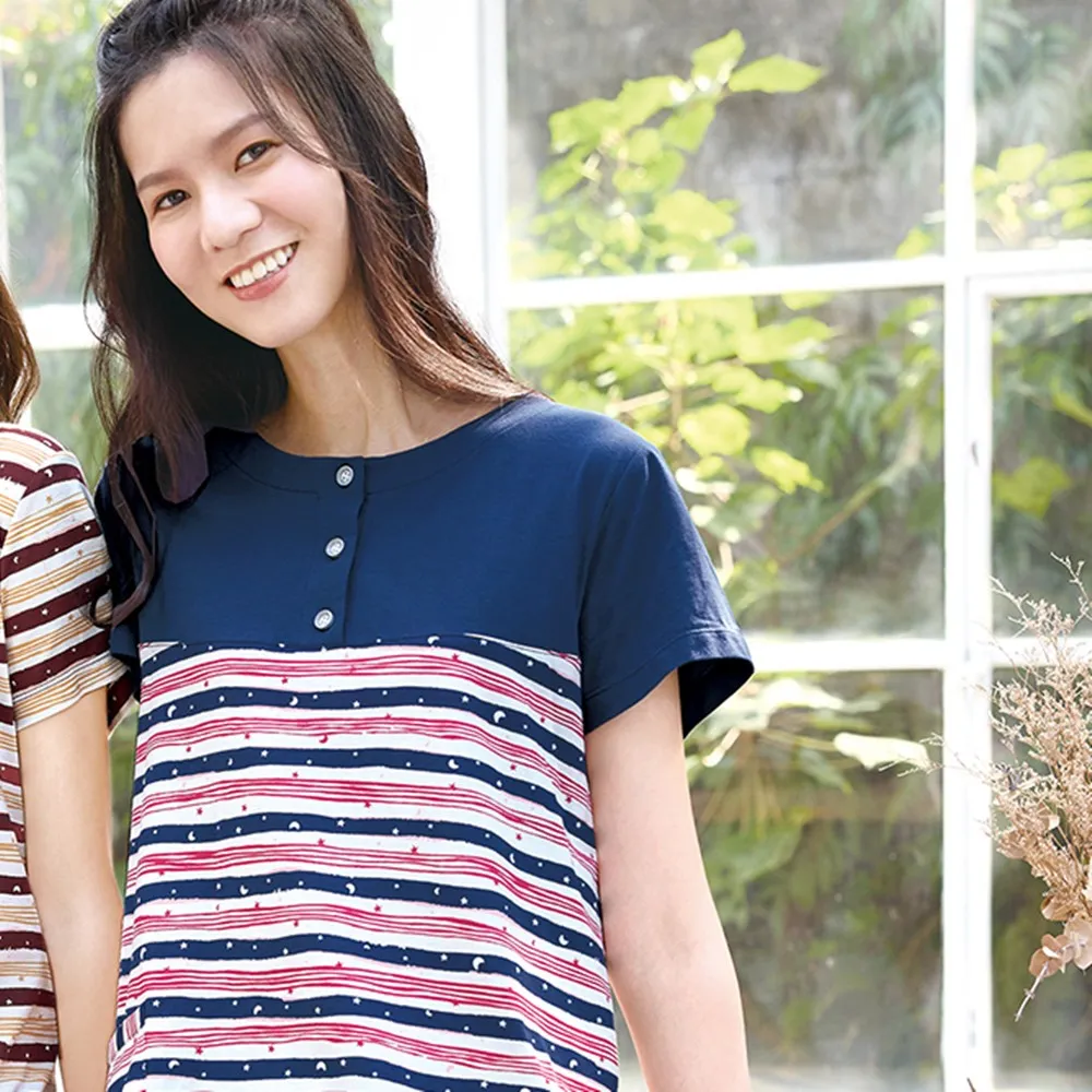 華歌爾睡衣-家居系列 M-LL純棉針織竹節紗圓領洋裝(暗夜藍)-LWZ37233N1 歷史價格詳細信息