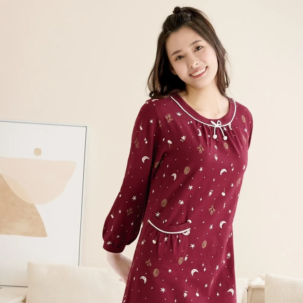 華歌爾睡衣-家居系列 M-LL純棉針織竹節紗圓領洋裝(暗夜藍)-LWZ37233N1 歷史價格詳細信息