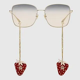 【Gucci】古馳 太陽眼鏡 GG1030SK 005 大鏡面 方框墨鏡 粉藍漸層鏡片/淺金框 60mm 贈眼鏡掛飾 歷史價格詳細信息