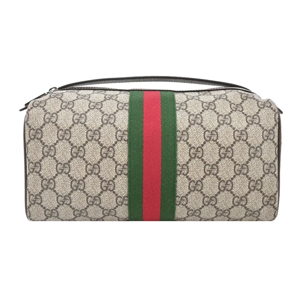 GUCCI經典GG Supreme帆布皮革飾邊束口水桶/後背包(棕色) 歷史價格詳細信息