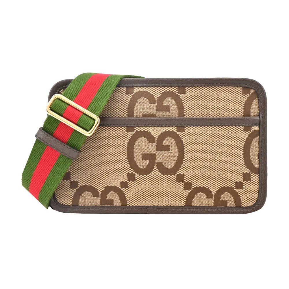 GUCCI Jumbo GG Logo 緹花布及皮革對開8卡短夾(棕色) 699308 UKMBG 2572 歷史價格詳細信息