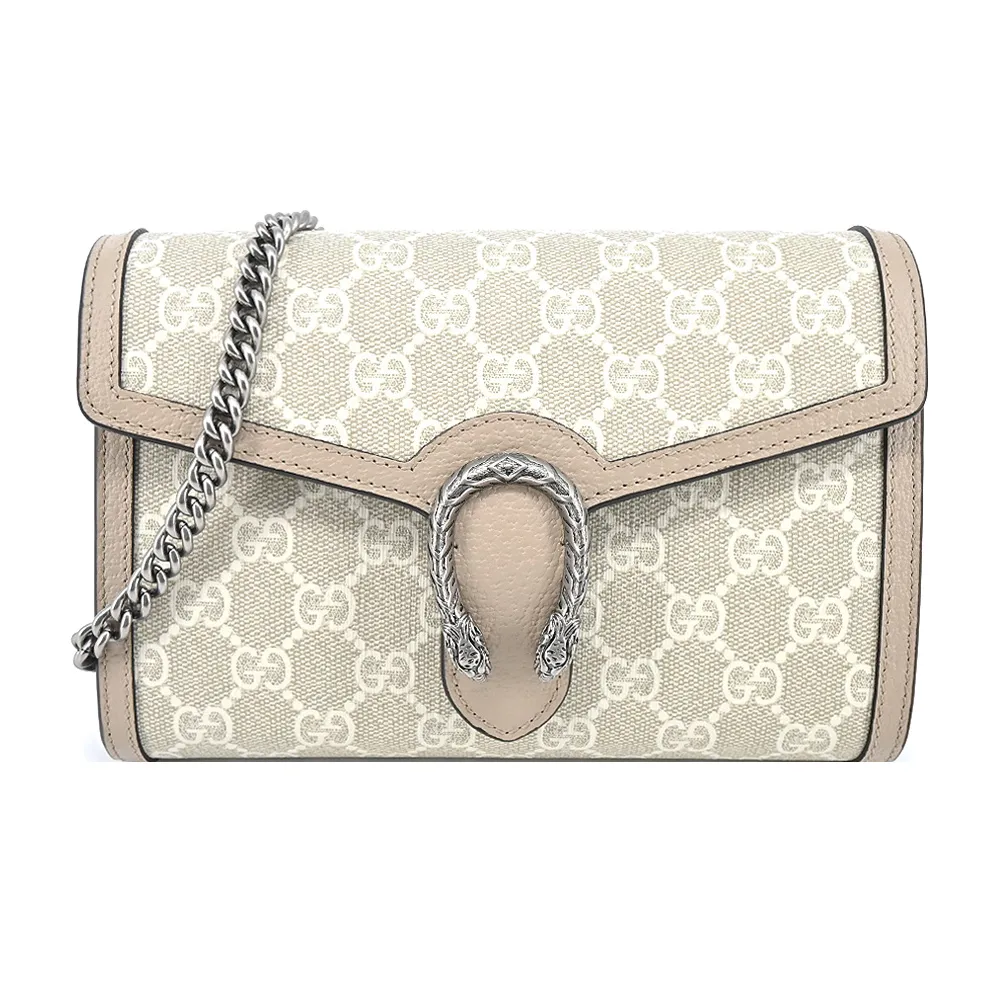 GUCCI Dionysus 素面牛皮虎頭扣翻蓋手拿包(白) 歷史價格詳細信息