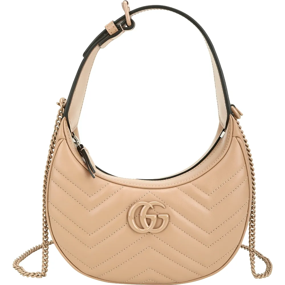 GUCCI GG Marmont 交叉縫線皮革翻蓋肩背/斜背鏈包(mini款)(裸粉色) 476433 DTD5N 2754 歷史價格詳細信息