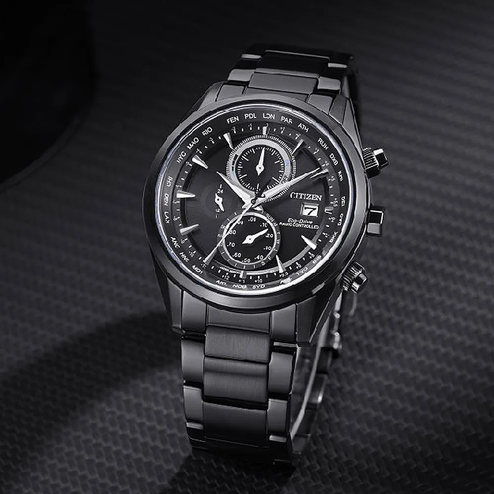 CITIZEN 星辰表 / AT8265-81E / 光動能萬年曆電波錶藍寶石水晶玻璃日期不鏽鋼手錶 鍍黑 43mm 歷史價格詳細信息
