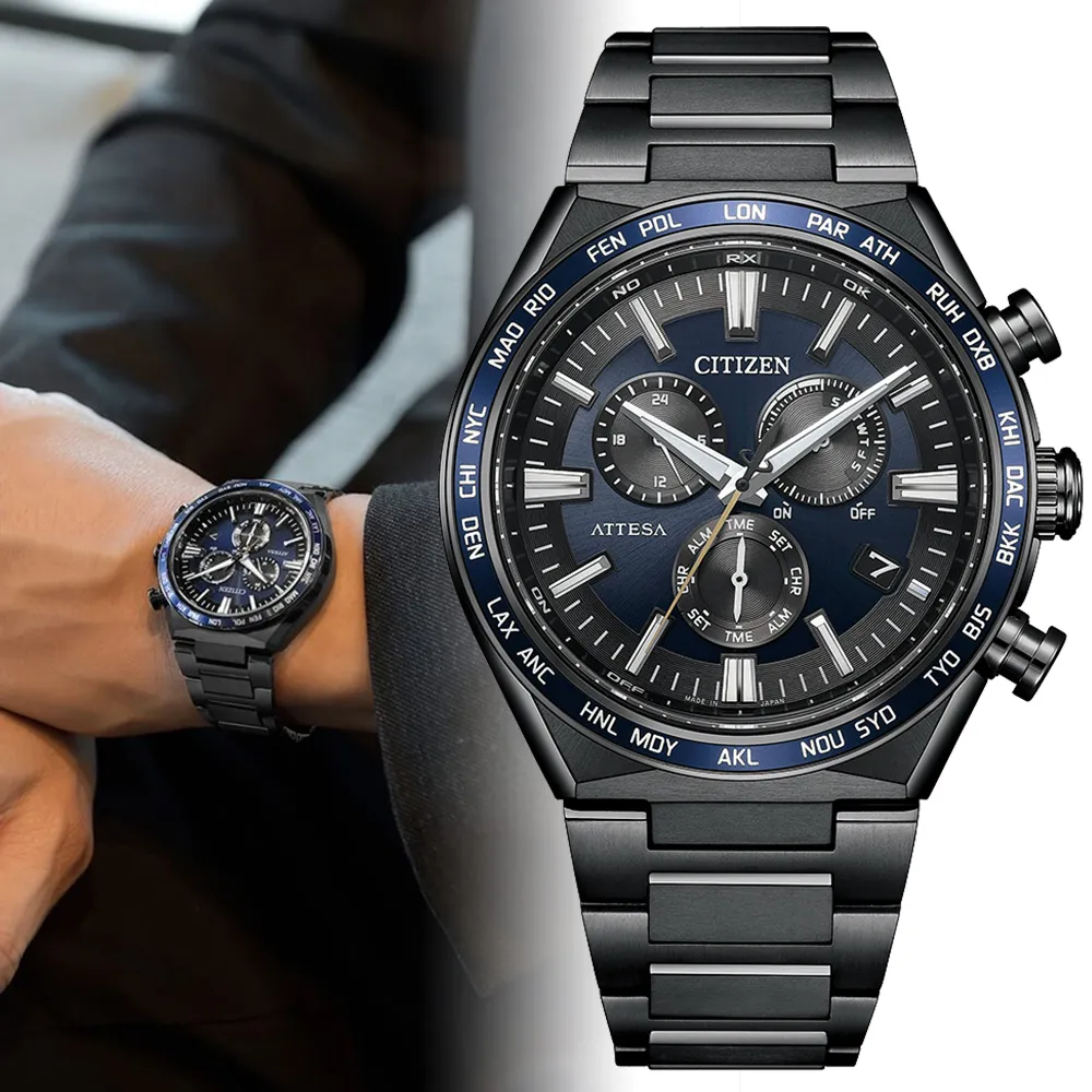 CITIZEN 星辰 光動能電波對時萬年曆三眼計時錶/黑X銀/41.1mm/CB5966-69E 歷史價格詳細信息