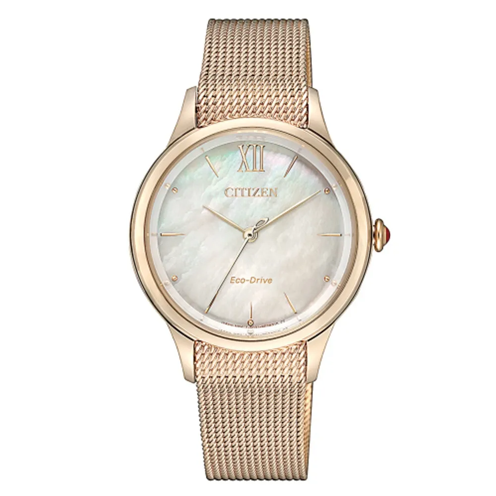 CITIZEN 星辰 光動能白蝶貝米蘭風采時尚女錶/玫瑰金/32mm/EM0508-80Y 歷史價格詳細信息