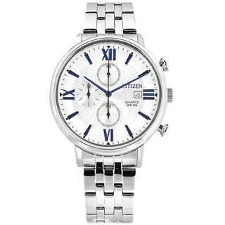 CITIZEN / AN3600-59L / 經典三眼 計時碼錶 日期 防水100米 不鏽鋼手錶 藍黑色 44mm 歷史價格詳細信息