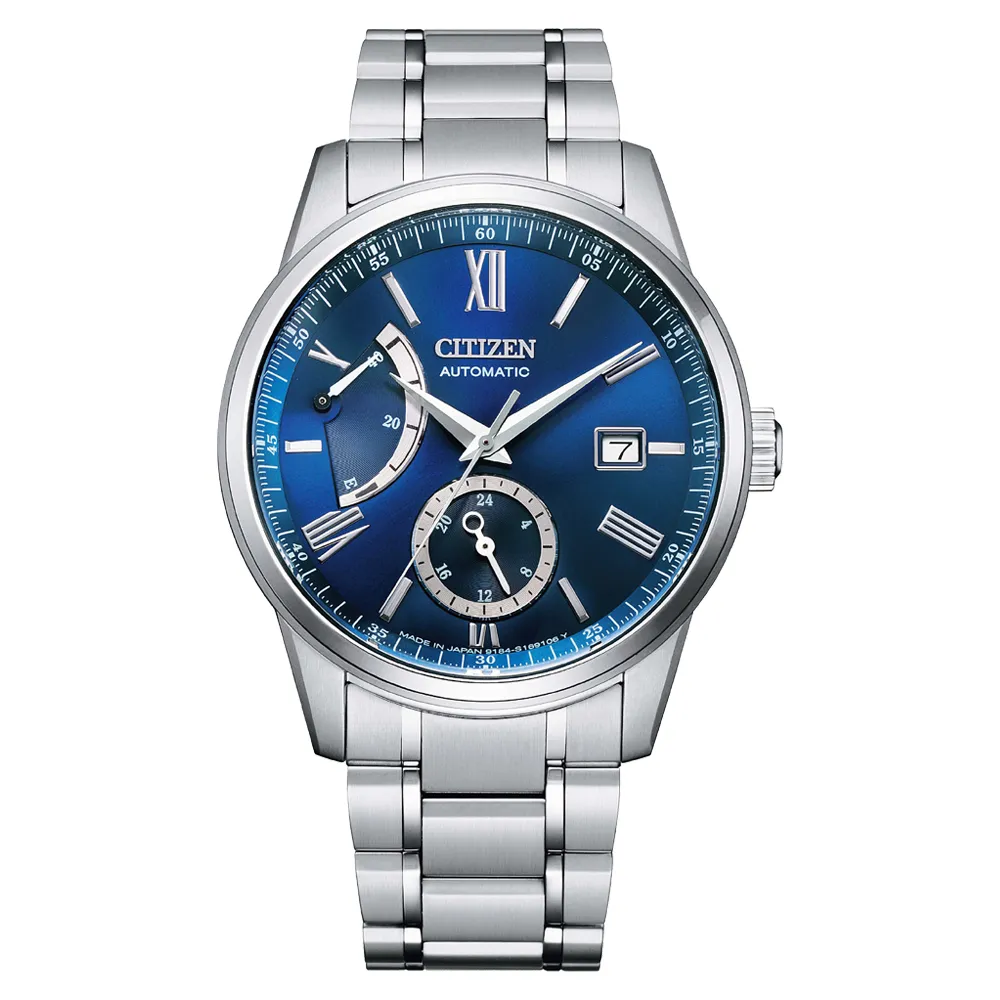 CITIZEN Mechanical 正能量動力儲存機械紳士腕錶-銀X藍 歷史價格詳細信息
