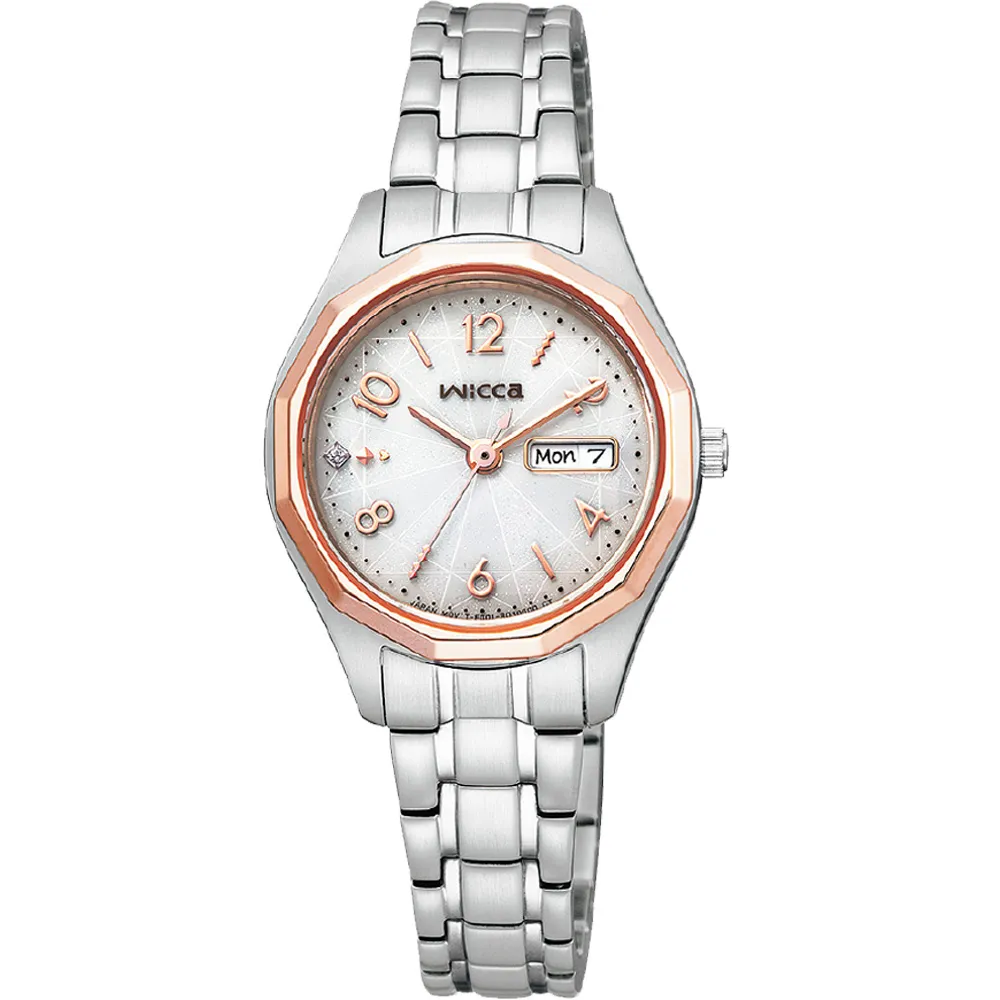 【CITIZEN】星辰 Wicca 少女系列 KH3-568-13 太陽能 米蘭錶帶女錶 玫瑰金/白 附贈皮錶帶 歷史價格詳細信息