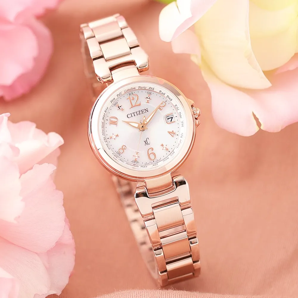 CITIZEN星辰 xC系列 光動能玫瑰金羅馬電波腕錶 29mm/ES9468-51W 歷史價格詳細信息