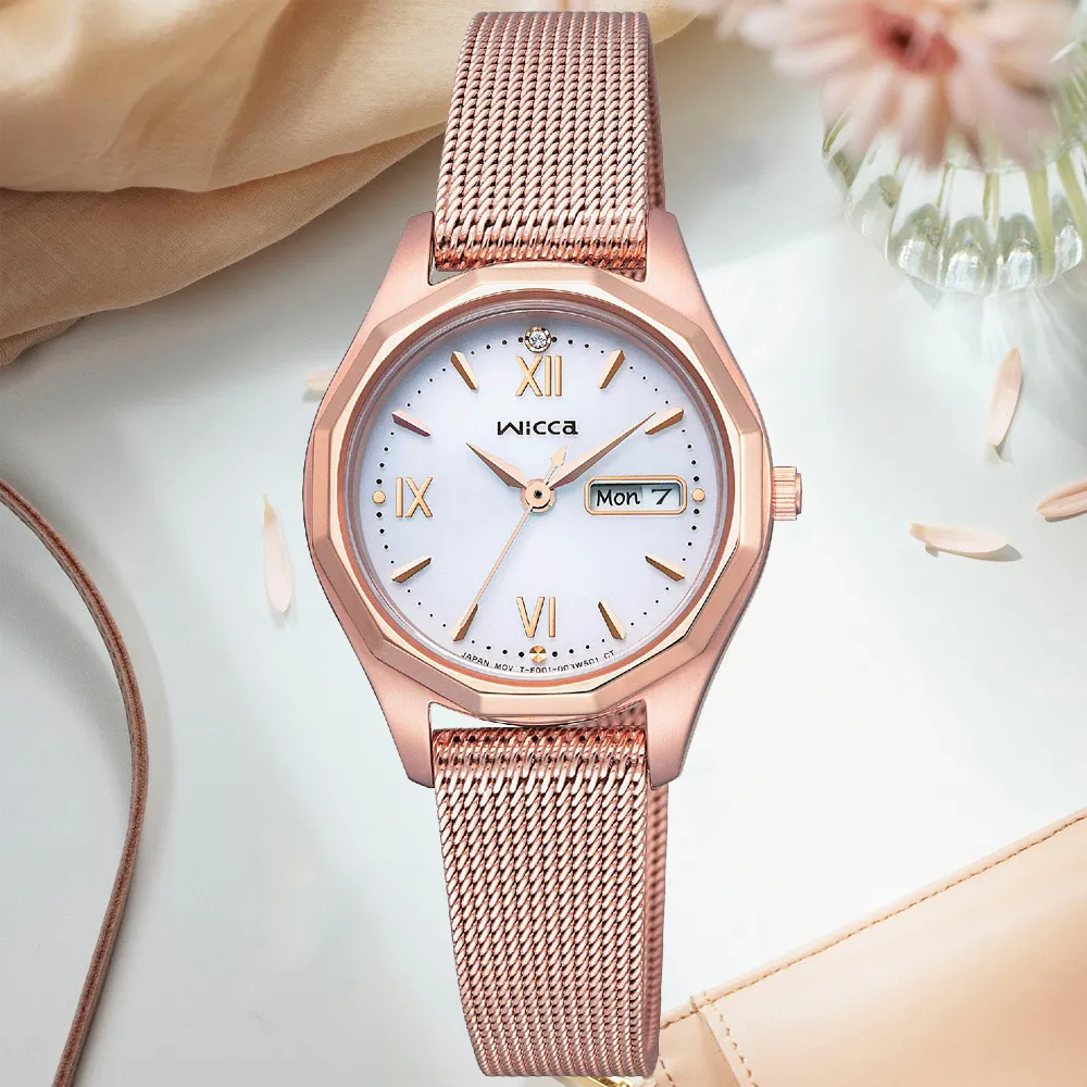 CITIZEN星辰WICCA少女系列太陽能浪漫隨心所欲玫瑰金米蘭帶錶26mm(KH3-568-13)限量180只 歷史價格詳細信息