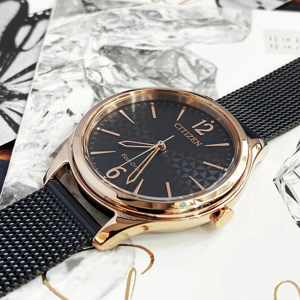 【CITIZEN】星辰 EM0509-10A 光動能 幾何紋路 皮錶帶女錶 灰/玫瑰金 32mm 歷史價格詳細信息