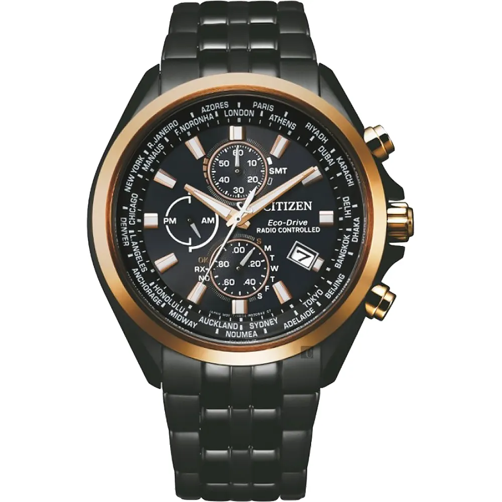 【CITIZEN】星辰 AT8206-81L 廣告款 光動能 萬年曆電波 鋼錶帶 三眼計時男錶 黑/金 44mm 歷史價格詳細信息