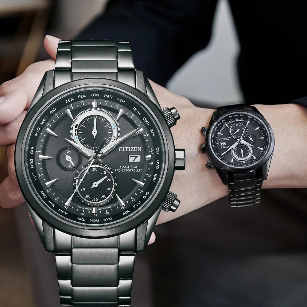 CITIZEN 星辰表 / AT8265-81E / 光動能萬年曆電波錶藍寶石水晶玻璃日期不鏽鋼手錶 鍍黑 43mm 歷史價格詳細信息