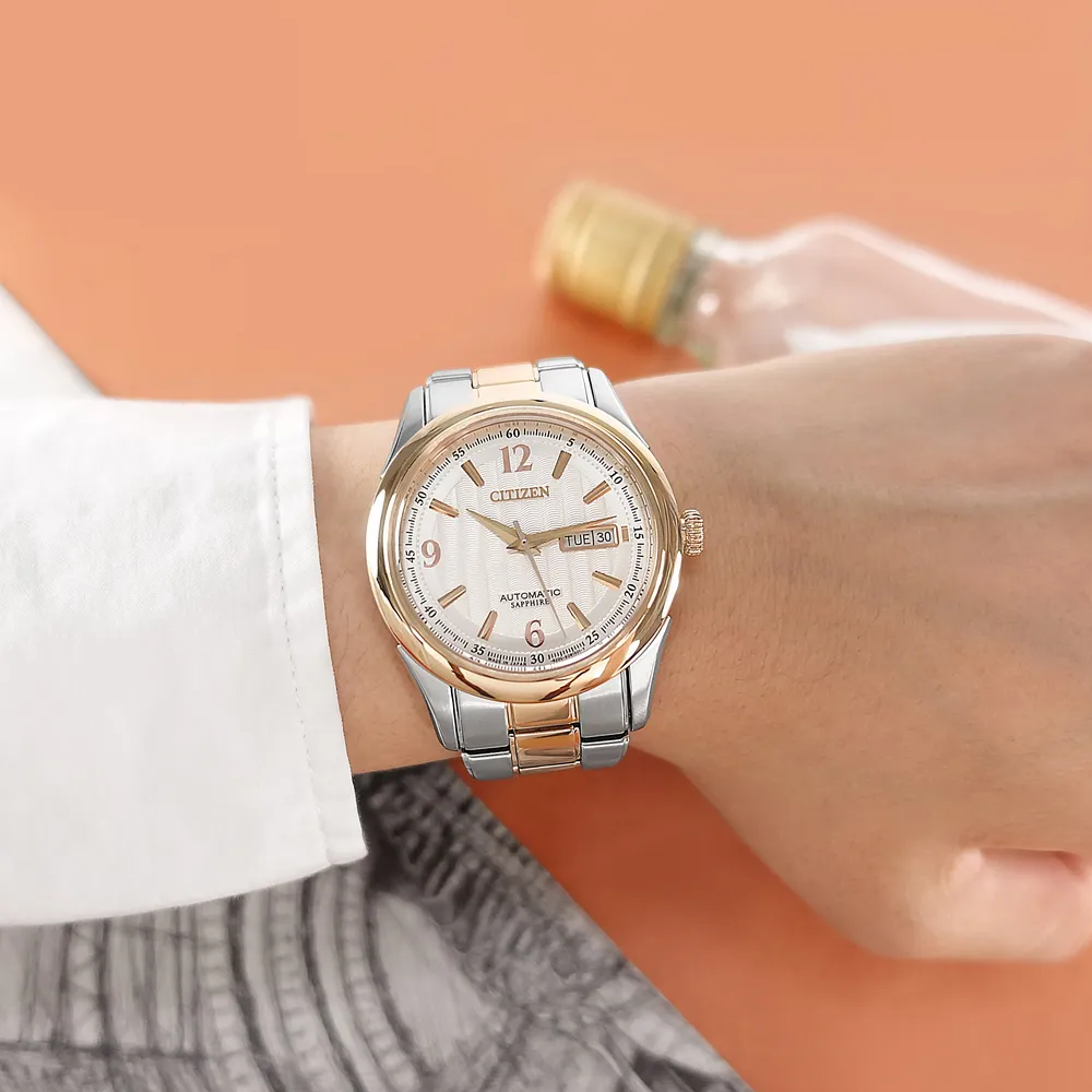 CITIZEN / NH8354-58A / 機械錶 自動上鍊 礦石強化玻璃 日期星期 不鏽鋼手錶 白x鍍金 40mm 歷史價格詳細信息