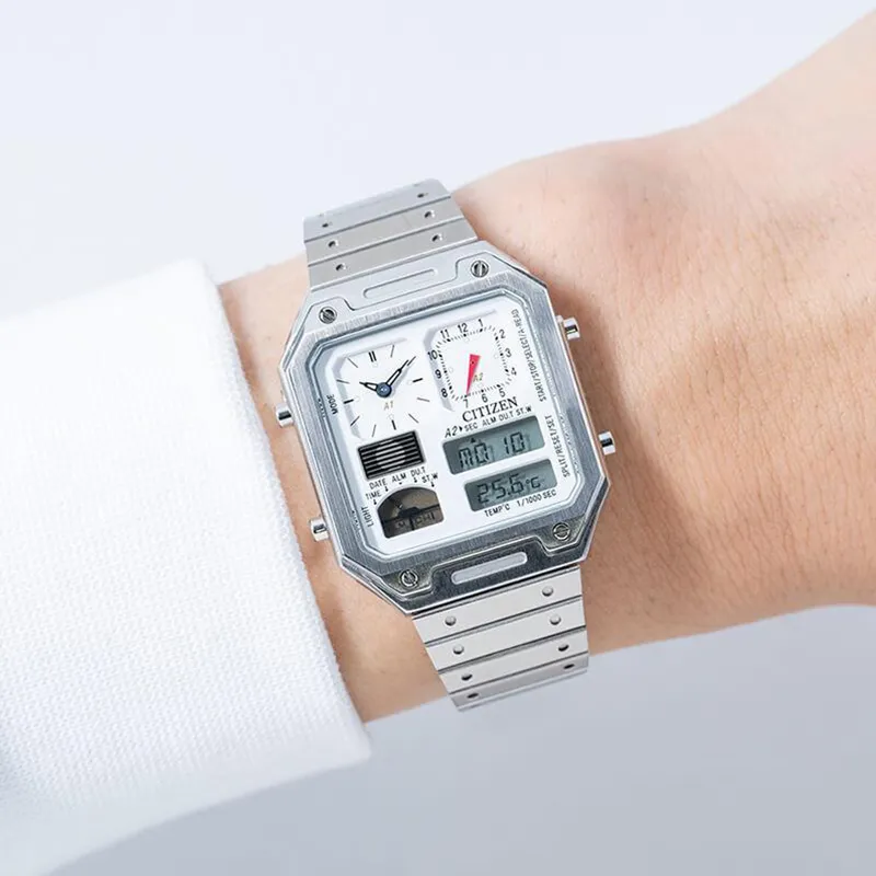 CITIZEN JG2126-69E《ANA-DIGI TEMP 經典復刻電子錶》33mm/男女兼用/銀黑/公司貨 歷史價格詳細信息