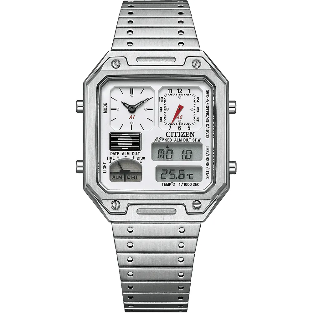 CITIZEN JG2126-69E《ANA-DIGI TEMP 經典復刻電子錶》33mm/男女兼用/銀黑/公司貨 歷史價格詳細信息