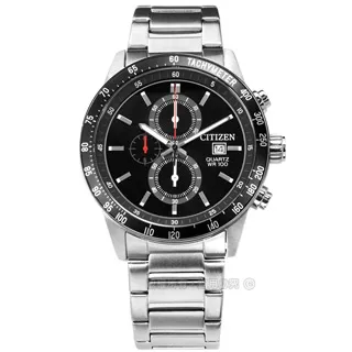 CITIZEN / AN3600-59L / 經典三眼 計時碼錶 日期 防水100米 不鏽鋼手錶 藍黑色 44mm 歷史價格詳細信息