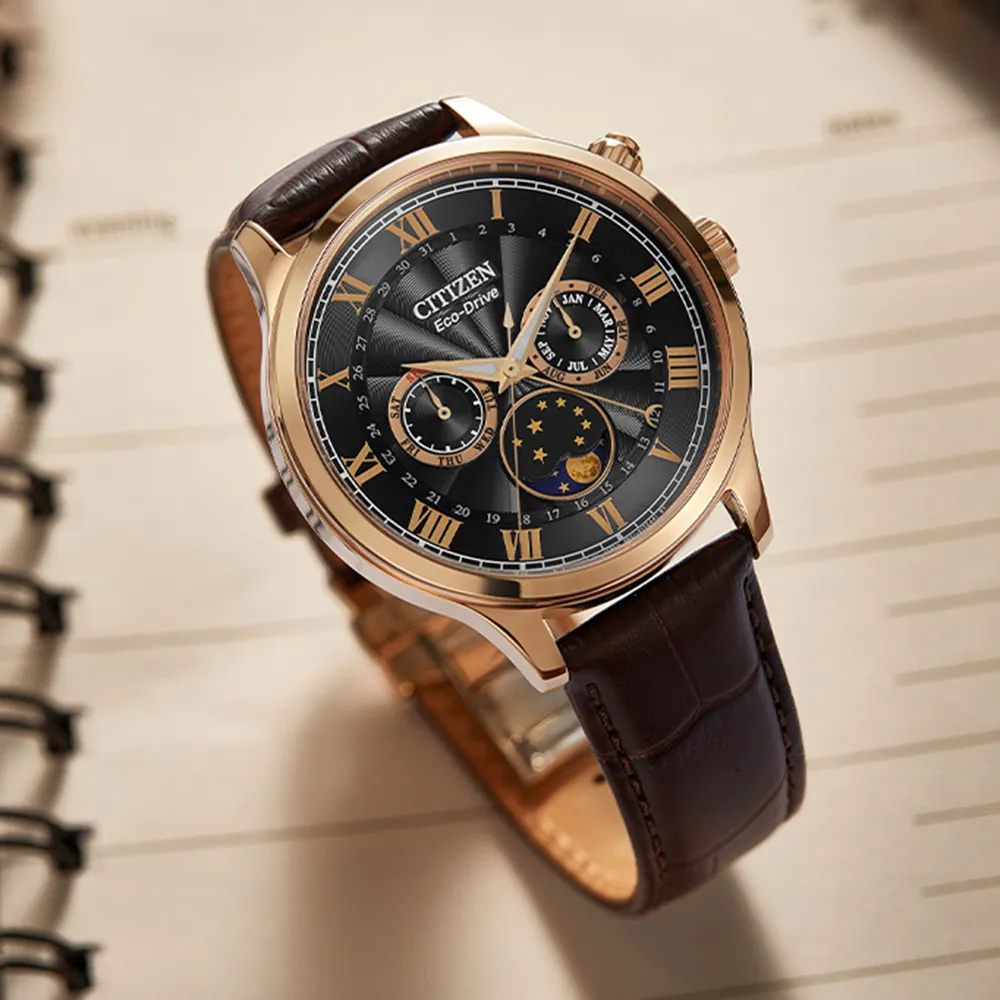 Citizen 星辰 AP1050 簡約 紳士 光動能 真兩眼 日期顯示 夜光 月相 不鏽鋼 手錶 腕錶 附小盒 歷史價格詳細信息