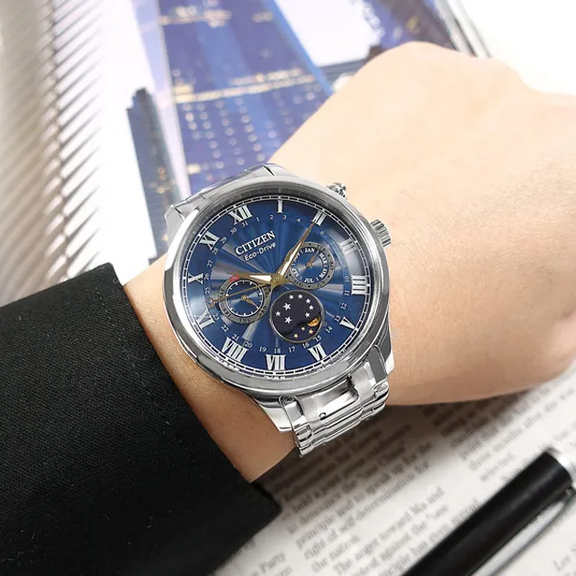 CITIZEN / AP1050-56E / 光動能 月相錶 藍寶石水晶玻璃 星期日期 不鏽鋼手錶 黑色 42mm 歷史價格詳細信息