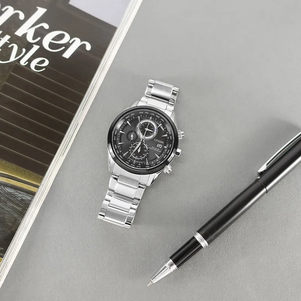 CITIZEN 星辰表 / AT8265-81E / 光動能萬年曆電波錶藍寶石水晶玻璃日期不鏽鋼手錶 鍍黑 43mm 歷史價格詳細信息