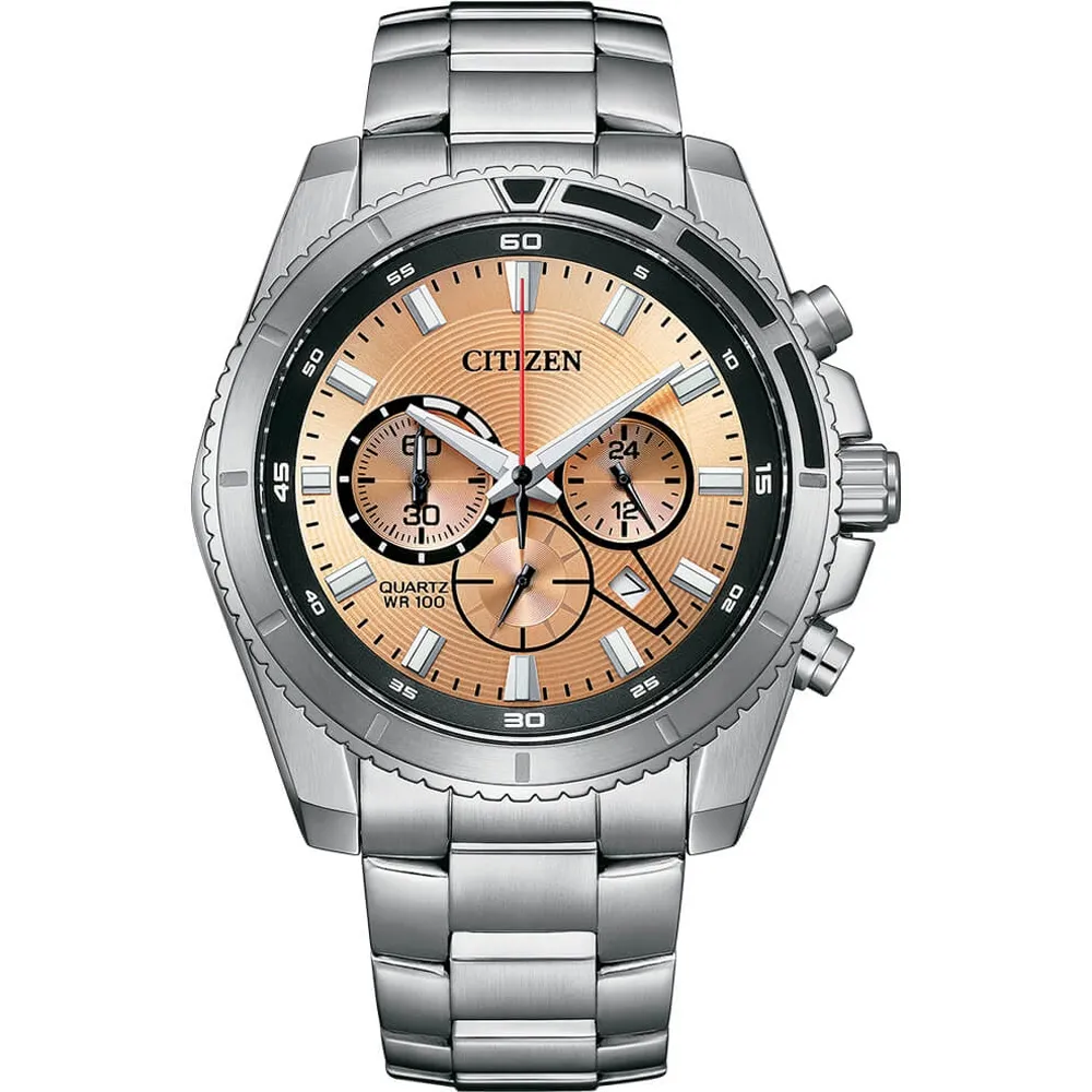 CITIZEN 星辰表 / AN8206-53L / 三眼計時 日期 防水100米 不鏽鋼手錶 藍x鍍玫瑰金 43mm 歷史價格詳細信息