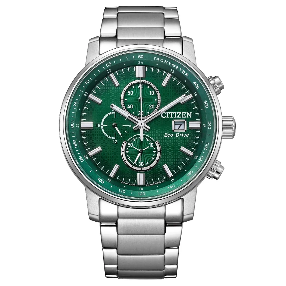 CITIZEN 星辰 / CA0840-87X / 光動能 藍寶石水晶玻璃 日期 防水100M 不鏽鋼手錶 綠色 43mm 歷史價格詳細信息