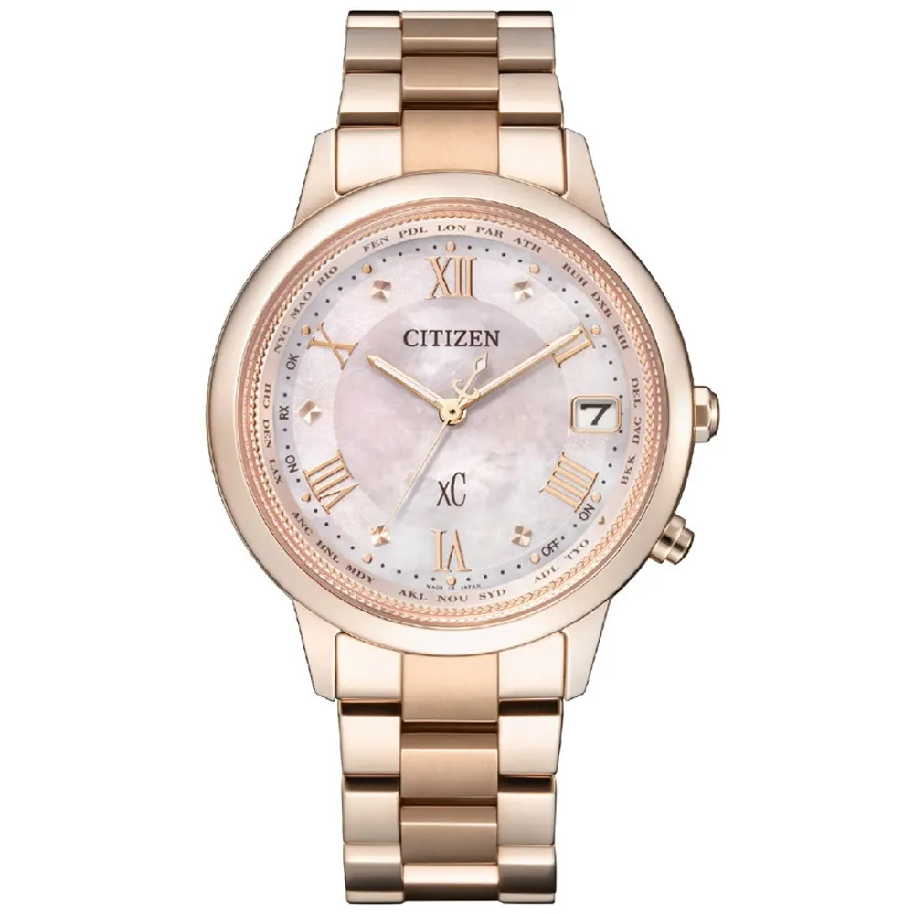 【CITIZEN 星辰】田馥甄Hebe廣告款 韶光．光動能全球電波腕錶/玫瑰金36mm(CB1132-51W) 歷史價格詳細信息