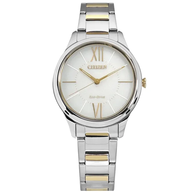 CITIZEN / EM0418-81X / 光動能 簡約時尚 晶鑽 不鏽鋼手錶 米白色x鍍玫瑰金 34mm 歷史價格詳細信息