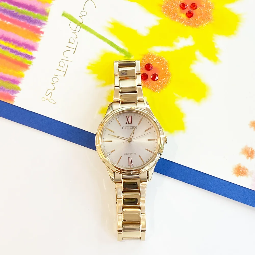 【CITIZEN】星辰 Eco-Drive 簡約風 米蘭錶帶 光動能女錶 EM0577-87E 金/黑 30mm 歷史價格詳細信息